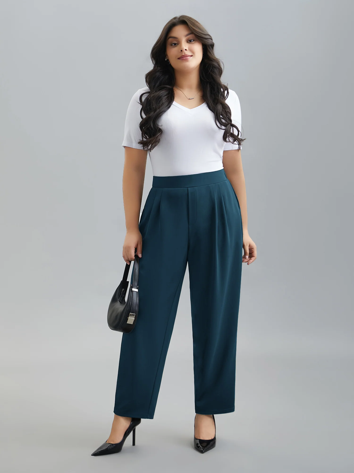 Stretchy-Waist Straight Leg Pants