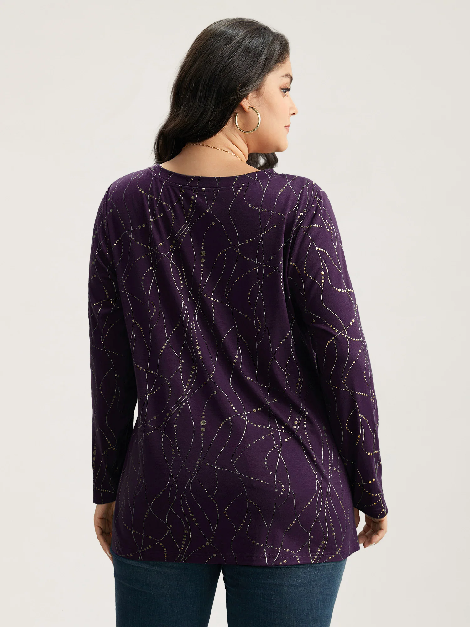 Polka Dot Contrast Round Neck T-shirt