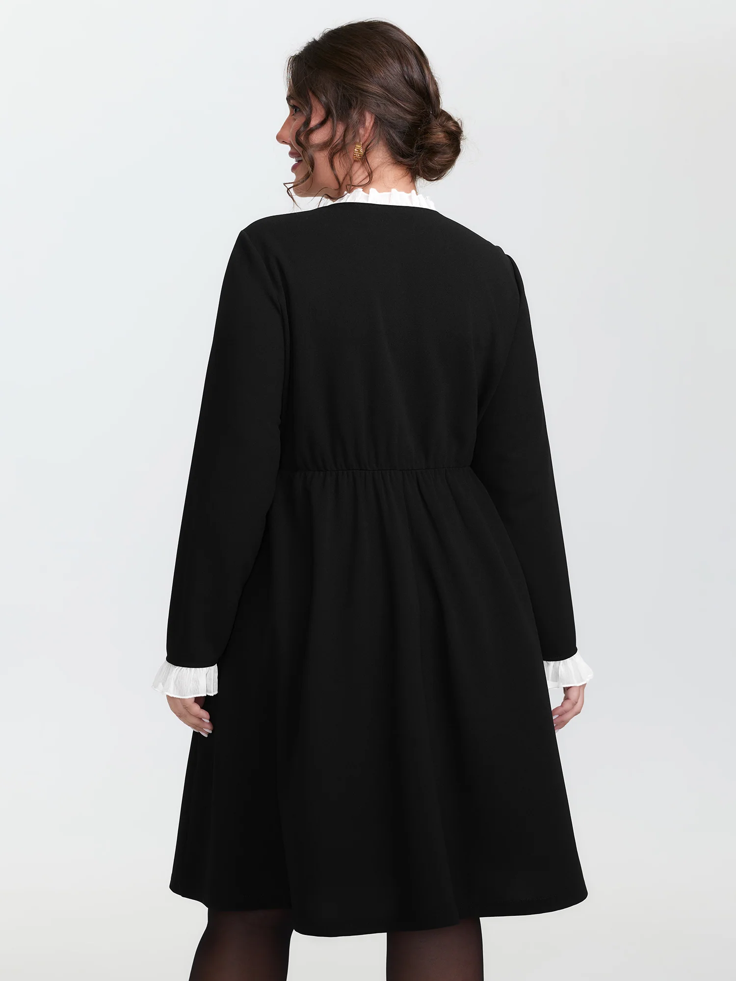 Color Contrast Ruffled Midi Dress