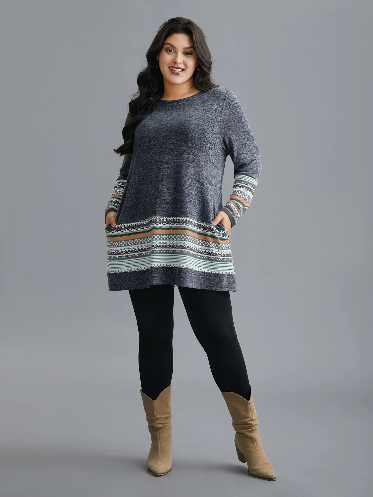 Tunic Boho Print Pocket T-shirt