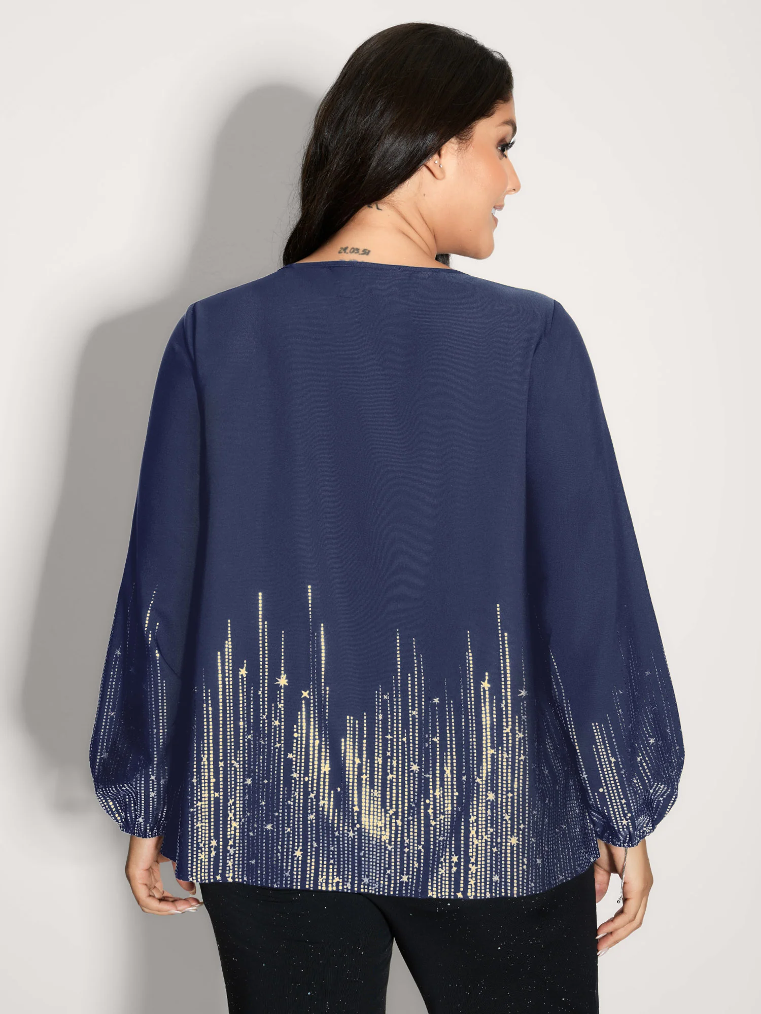 Shimmery Cut-Out Neck Blouse