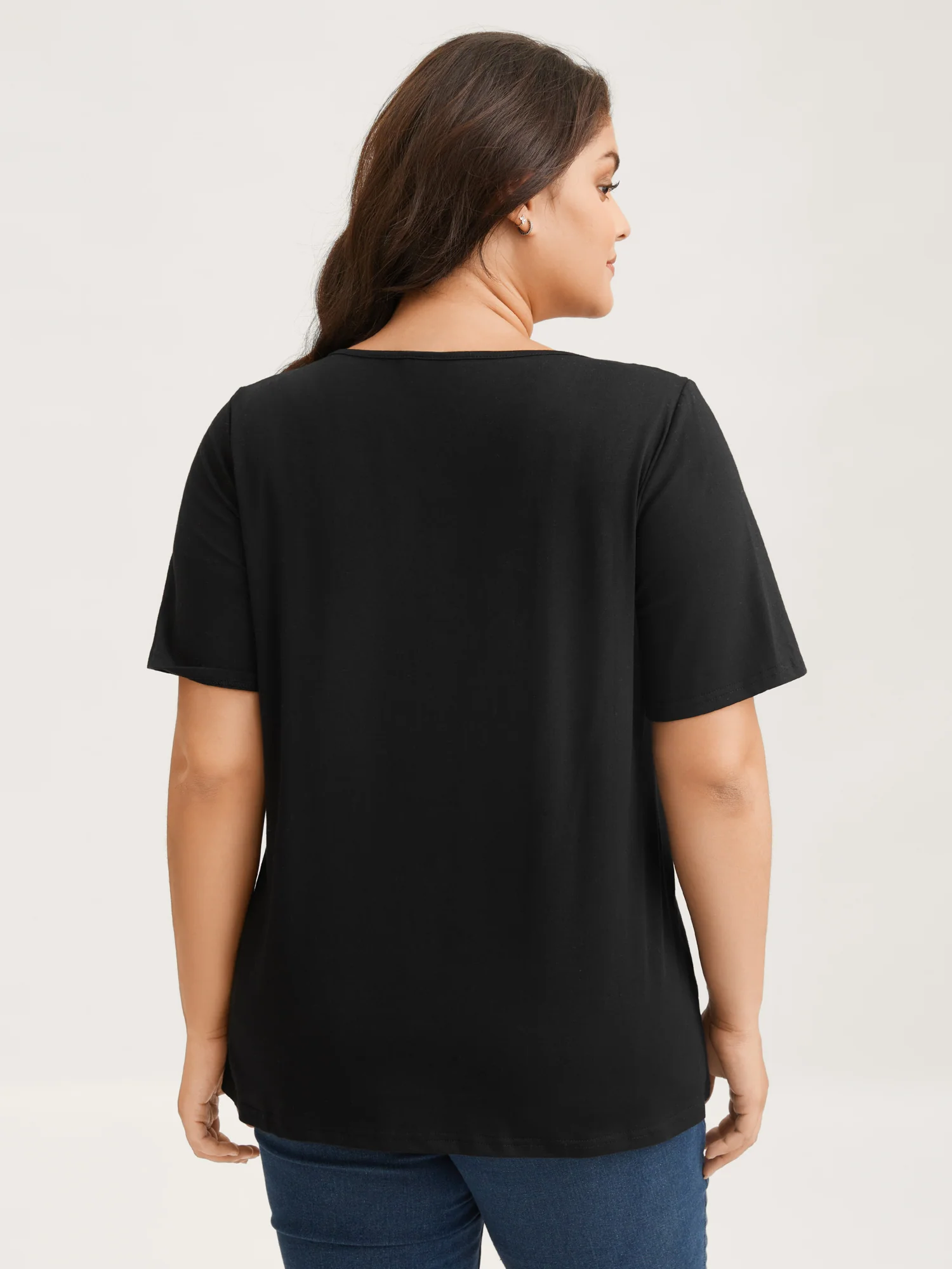 Cotton V Neck Plain Basic T-shirt