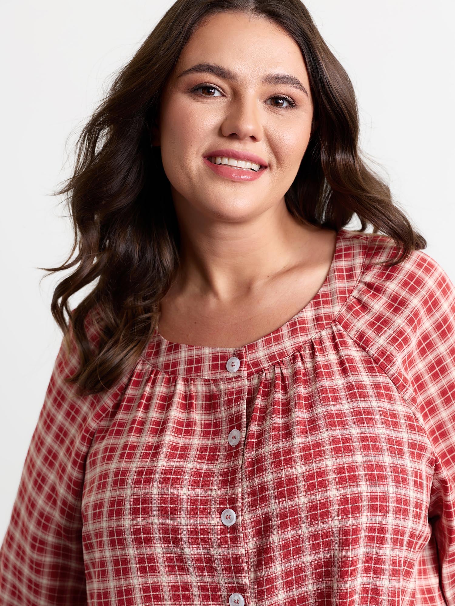 Gingham Ruffled Hem Loungewear Set