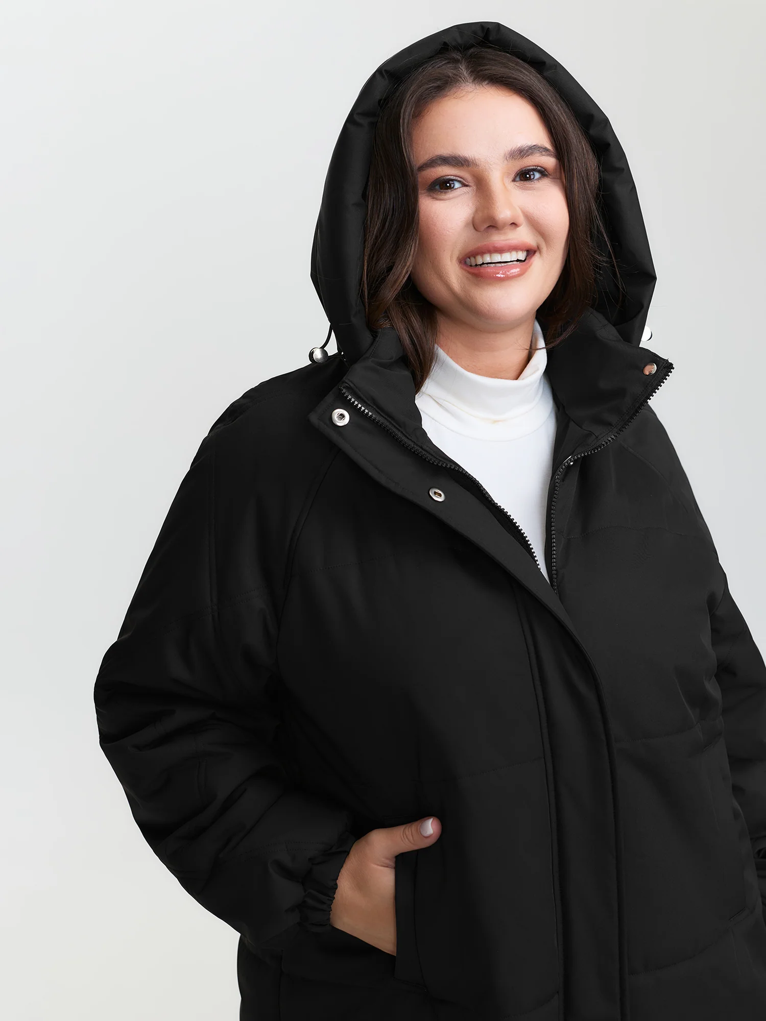 Zipper Button Pockets Quilted Jacket