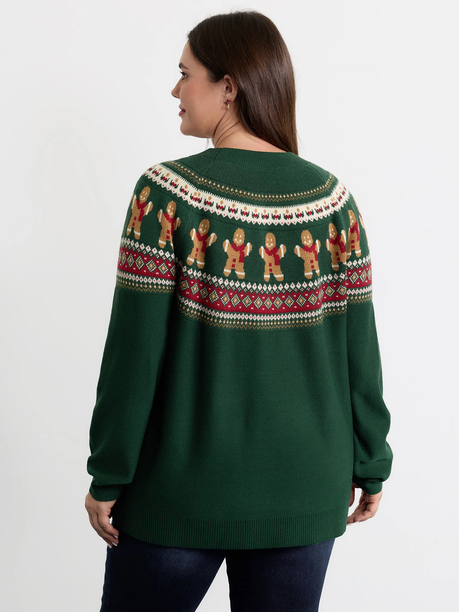 Gingerbread Fair-Isle Contrast Pullover