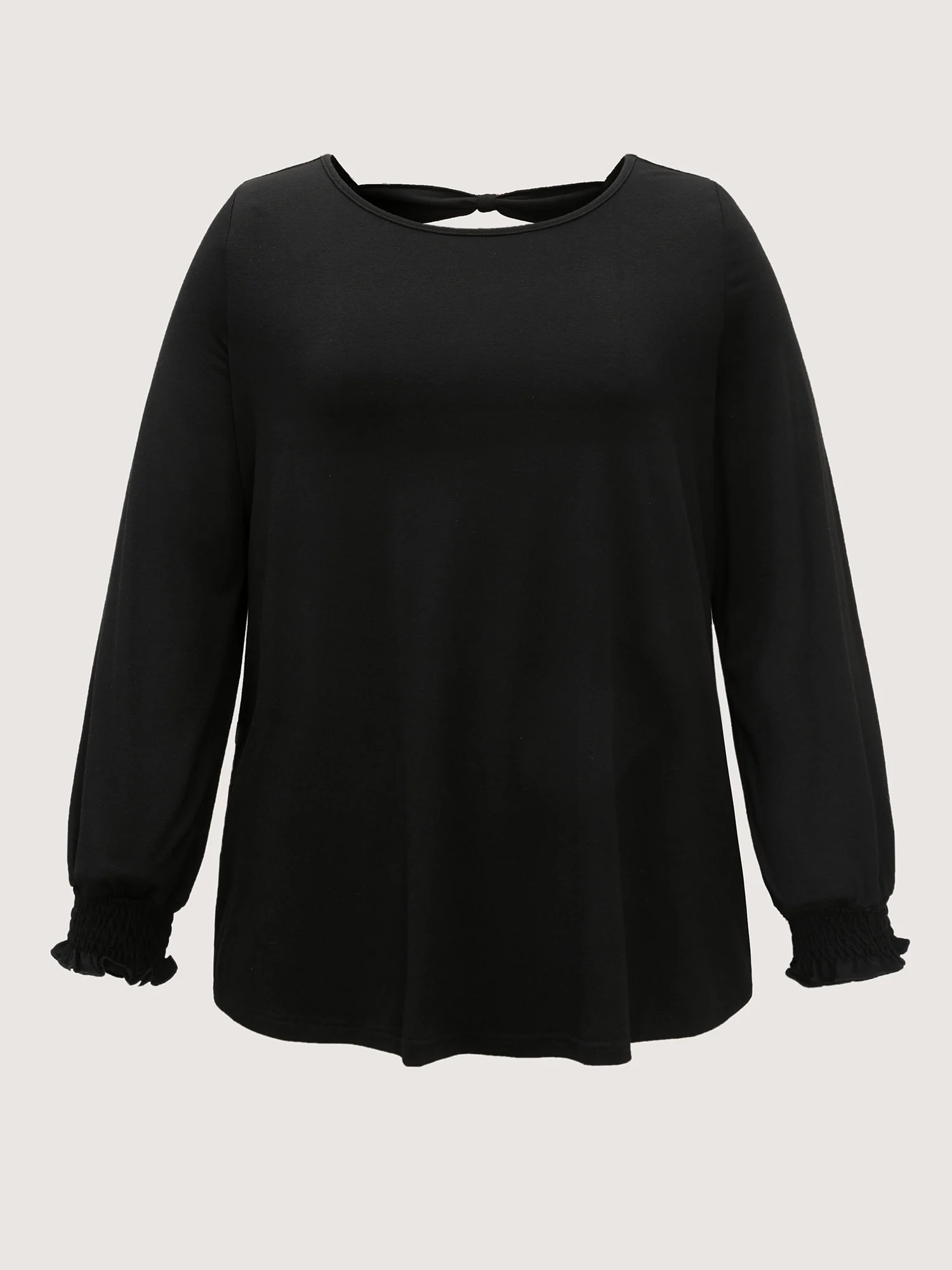 Stretchy Sequin Backless Shirred Cuff T-Shirt