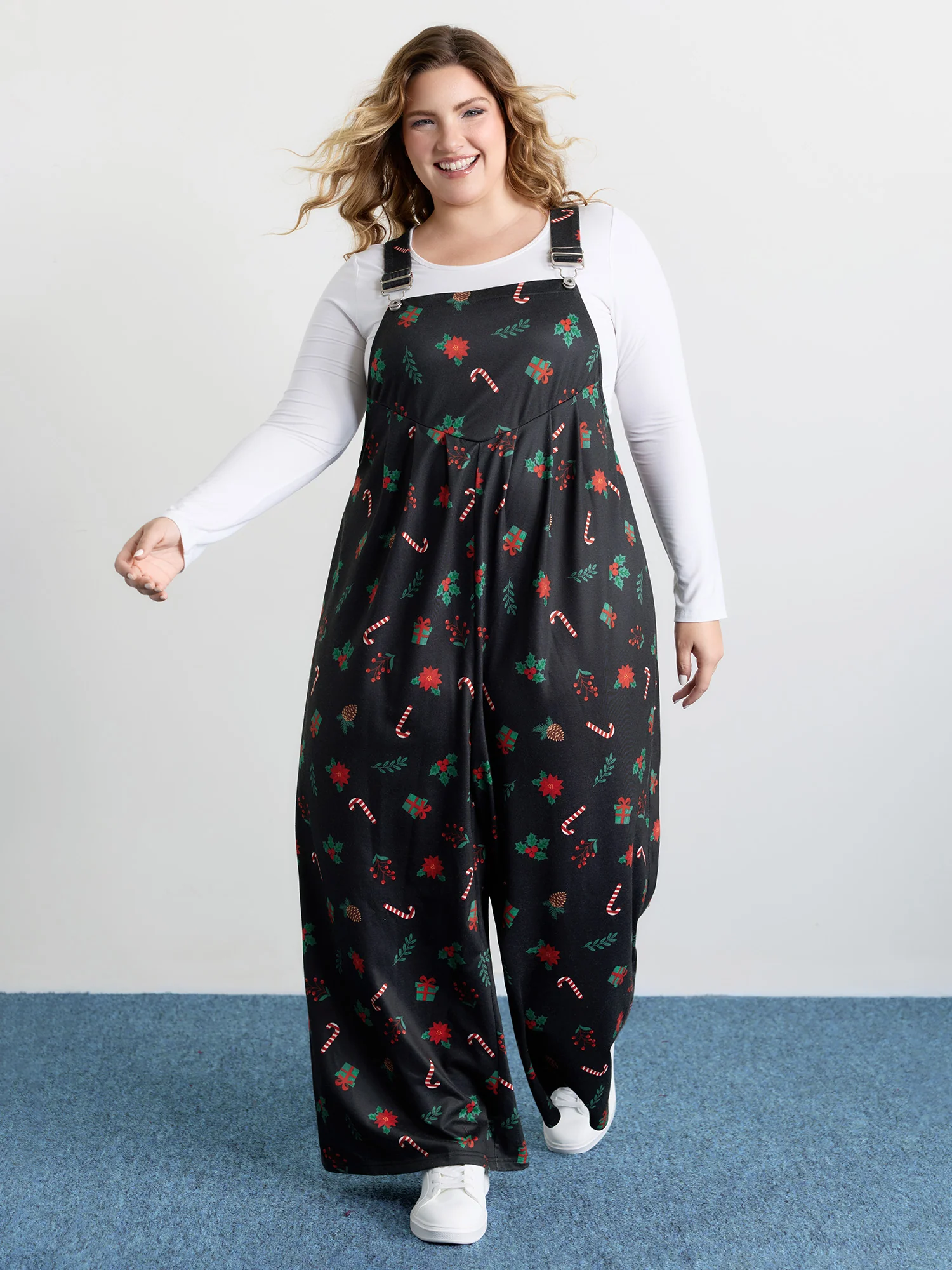 Holiday Candy Stretchy Overall Jumpsuit