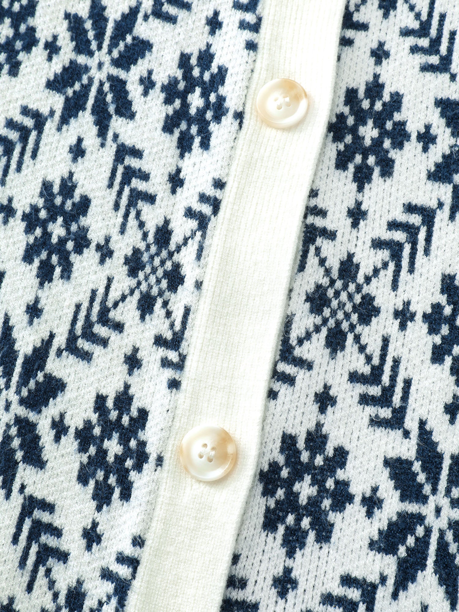 Supersoft Snowflake Jacquard Pattern Pockets Knit Cardigan