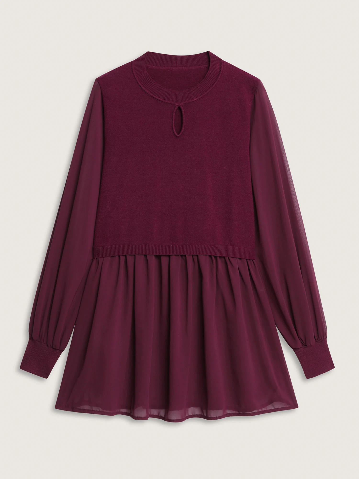 Chiffon Cut-Out Sheer Pullover