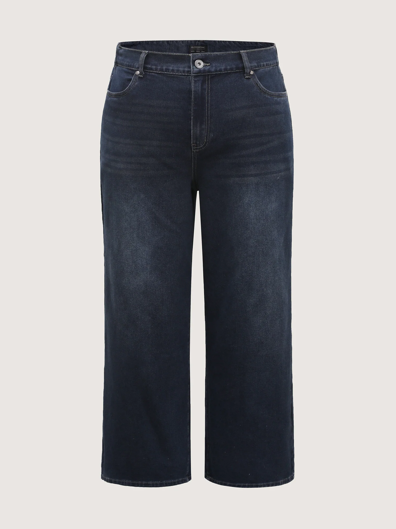 Stretchy Waist Retro Wash Wide-Leg Jeans