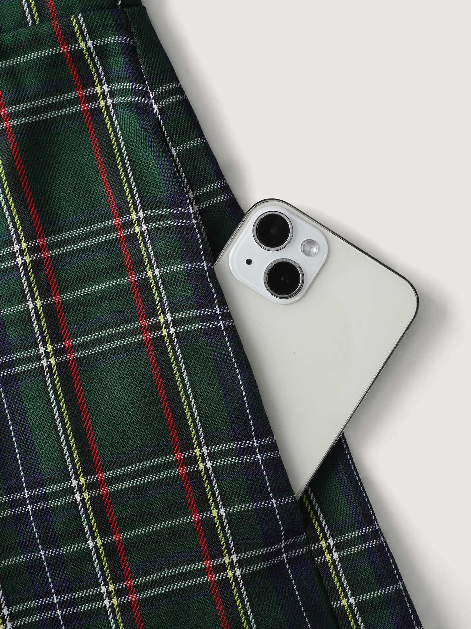 Plaid Print V-Neck Straight-Leg Jumpsuit