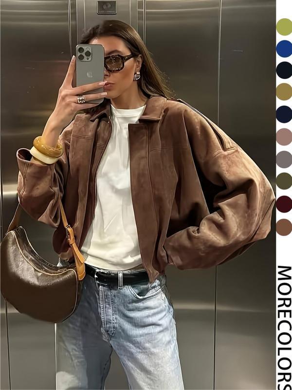 🔥Last day promotion⚡Military Short Jacket, Casual Loose Fit Women's Coat, Trendy Army Color Outerwear for Daily Wear