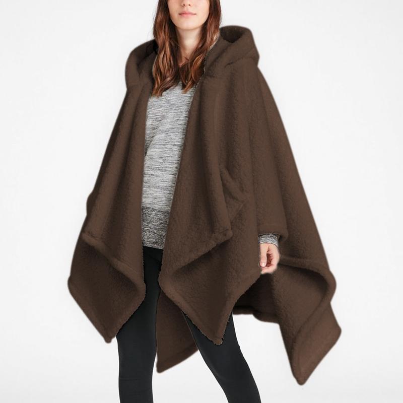 Wearable Blanket Sherpa Poncho Office Work Warm Cozy Shawl Blanket,Plush Cape Wrap for Adults