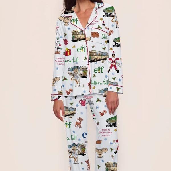 Women's Christmas Pajama Set, Elegant Long Sleeve Top and Pants, Cozy Holiday Sleepwear Gift, Cute Winter Outfit for Pajama Party