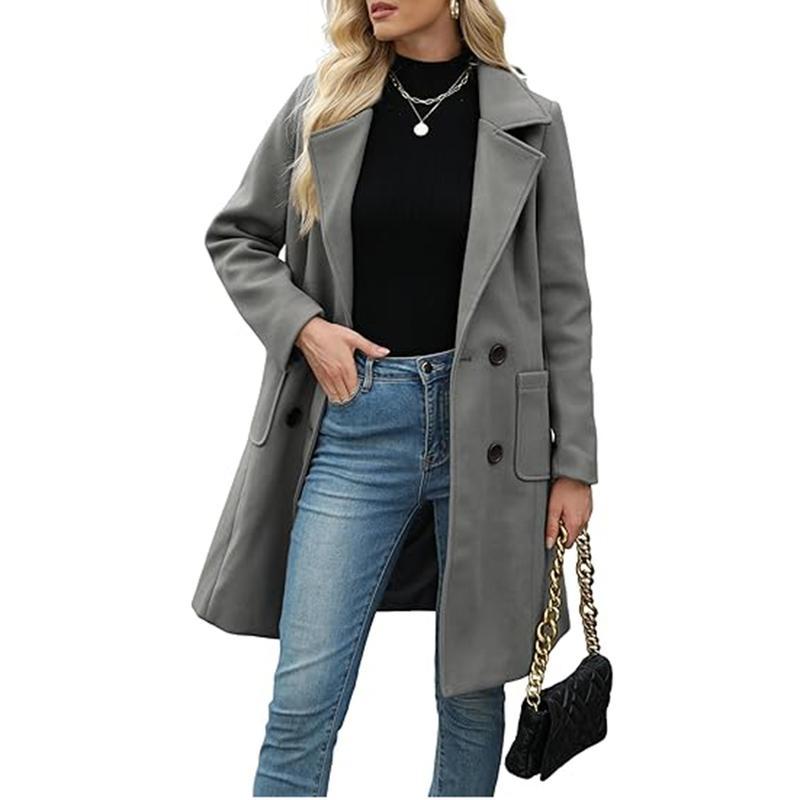 🔥Women's Winter Wool Blend Camel Hair Mid-Length Coat with Notched Double-Breasted Lapel Jacket