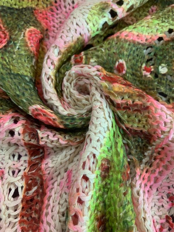 🔥Last day promotion⚡Women's Christmas Knit Hollow Out Sweater, Fall Winter Round Neck Batwing Sleeve Tree Print Long Sleeve Top, Holiday Party Casual Wear