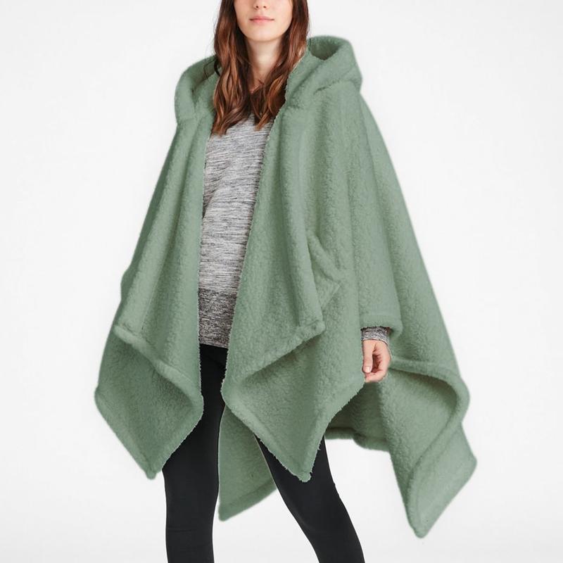 Wearable Blanket Sherpa Poncho Office Work Warm Cozy Shawl Blanket,Plush Cape Wrap for Adults