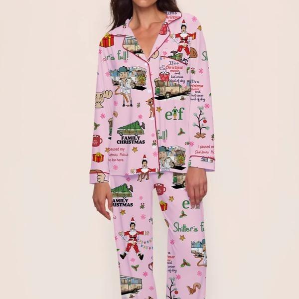 Women's Christmas Pajama Set, Elegant Long Sleeve Top and Pants, Cozy Holiday Sleepwear Gift, Cute Winter Outfit for Pajama Party