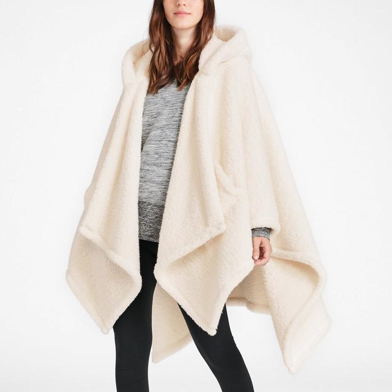 Wearable Blanket Sherpa Poncho Office Work Warm Cozy Shawl Blanket,Plush Cape Wrap for Adults