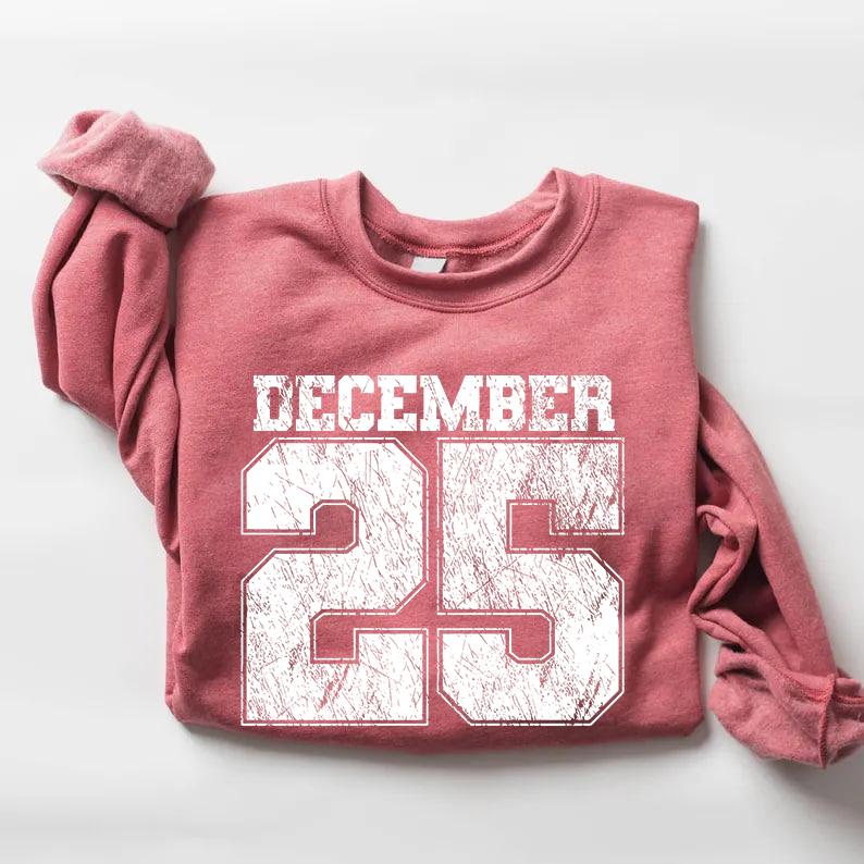🔥Retro Christmas Sweatshirt, December 25 Shirt, Holiday Clothing, Womens Christmas Shirts, Christmas Crewneck, Christmas Gift, Winter Sweater