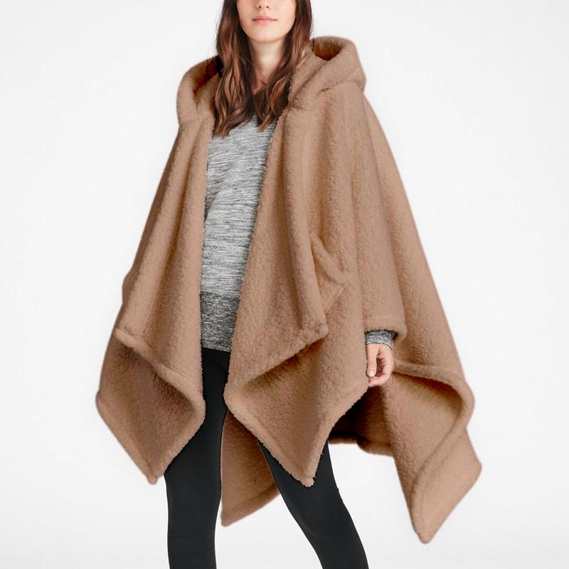 Wearable Blanket Sherpa Poncho Office Work Warm Cozy Shawl Blanket,Plush Cape Wrap for Adults
