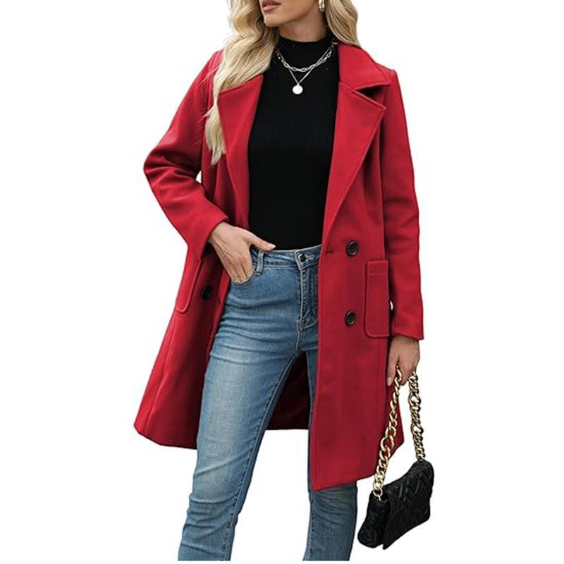 🔥Women's Winter Wool Blend Camel Hair Mid-Length Coat with Notched Double-Breasted Lapel Jacket