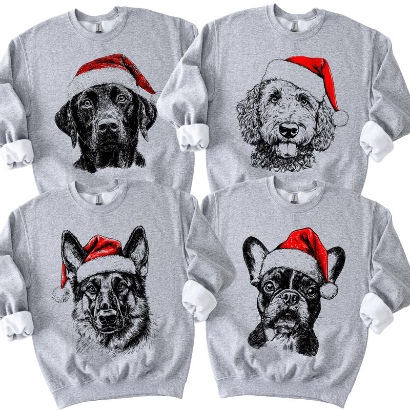 🎄Santa Paws Christmas Dog Sweatshirt – 50 Dog Breeds in Festive Santa Hat | Unisex Holiday Pullover🐶✨