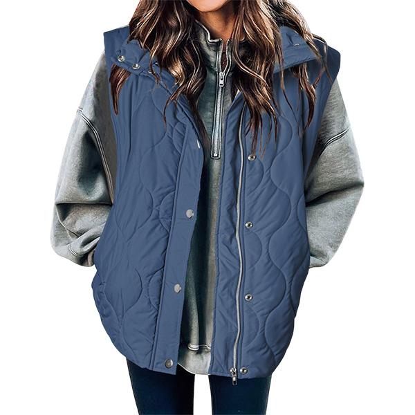 EVALESS Women's Casual Puffer Vest Oversize Lightweight Quilted Jacket Button Zip Up Stand Collar Sleeveless Jacket Coat Outerwear 2025 Fashion Womenswear Fall Winter Outfits