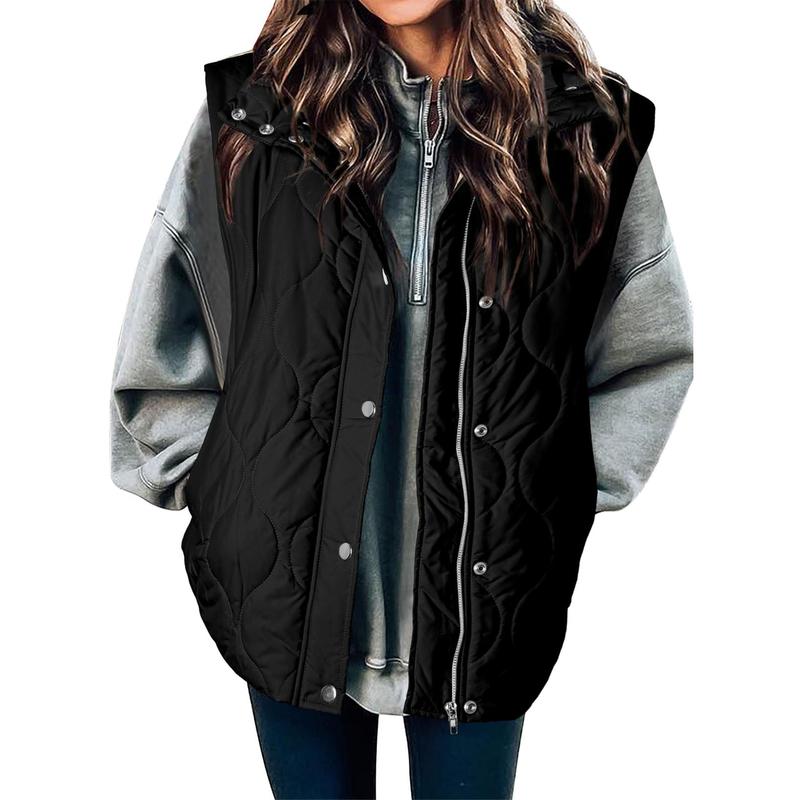 EVALESS Women's Casual Puffer Vest Oversize Lightweight Quilted Jacket Button Zip Up Stand Collar Sleeveless Jacket Coat Outerwear 2025 Fashion Womenswear Fall Winter Outfits