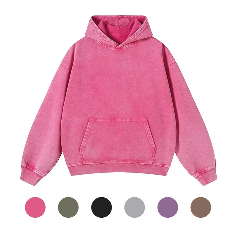 Holafish Womens Oversized Acid Wash Hoodie Pullover Sweatshirts Vintage Loose Fit Winter Long Sleeve Shirts Outfits Tshirts&Hoodies DG010 Casual Fashion Cotton Polyester Streetwear Tops