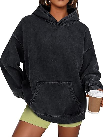 Holafish Womens Oversized Acid Wash Hoodie Pullover Sweatshirts Vintage Loose Fit Winter Long Sleeve Shirts Outfits Tshirts&Hoodies DG010 Casual Fashion Cotton Polyester Streetwear Tops