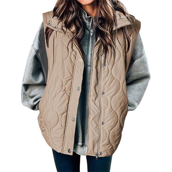 EVALESS Women's Casual Puffer Vest Oversize Lightweight Quilted Jacket Button Zip Up Stand Collar Sleeveless Jacket Coat Outerwear 2025 Fashion Womenswear Fall Winter Outfits