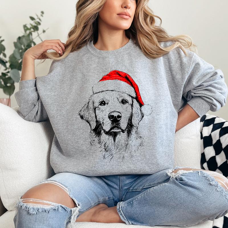 🎄Santa Paws Christmas Dog Sweatshirt – 50 Dog Breeds in Festive Santa Hat | Unisex Holiday Pullover🐶✨