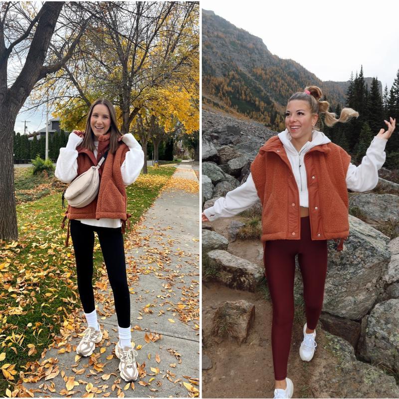 Women's Warm Sherpa Fleece Vest Casual Cozy Sleeveless Button Down Sherpa Jacket Outerwear with Pockets FallFreshness Womenswear Basic