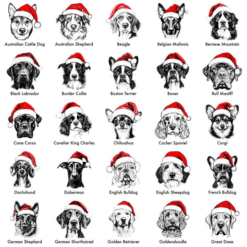 🎄Santa Paws Christmas Dog Sweatshirt – 50 Dog Breeds in Festive Santa Hat | Unisex Holiday Pullover🐶✨