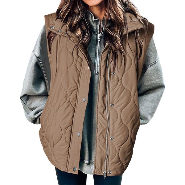 EVALESS Women's Casual Puffer Vest Oversize Lightweight Quilted Jacket Button Zip Up Stand Collar Sleeveless Jacket Coat Outerwear 2025 Fashion Womenswear Fall Winter Outfits