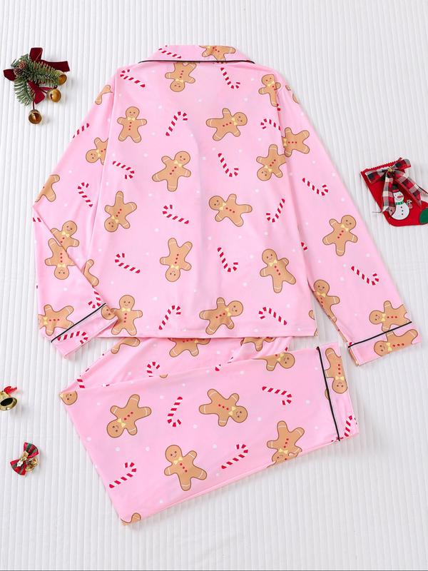 🎄【Christmas】🎄Women's Christmas Pajama Set, Soft Long Sleeve Shirt & Elastic Pants, Holiday Party Sleepwear, Casual Fall Winter Home Wear
