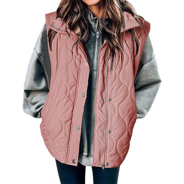 EVALESS Women's Casual Puffer Vest Oversize Lightweight Quilted Jacket Button Zip Up Stand Collar Sleeveless Jacket Coat Outerwear 2025 Fashion Womenswear Fall Winter Outfits