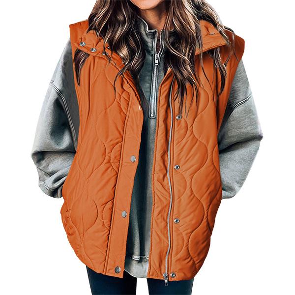 EVALESS Women's Casual Puffer Vest Oversize Lightweight Quilted Jacket Button Zip Up Stand Collar Sleeveless Jacket Coat Outerwear 2025 Fashion Womenswear Fall Winter Outfits