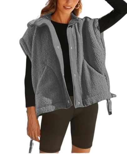 Women's Warm Sherpa Fleece Vest Casual Cozy Sleeveless Button Down Sherpa Jacket Outerwear with Pockets FallFreshness Womenswear Basic