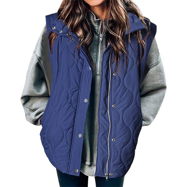 EVALESS Women's Casual Puffer Vest Oversize Lightweight Quilted Jacket Button Zip Up Stand Collar Sleeveless Jacket Coat Outerwear 2025 Fashion Womenswear Fall Winter Outfits