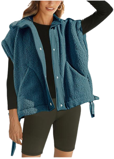 Women's Warm Sherpa Fleece Vest Casual Cozy Sleeveless Button Down Sherpa Jacket Outerwear with Pockets FallFreshness Womenswear Basic