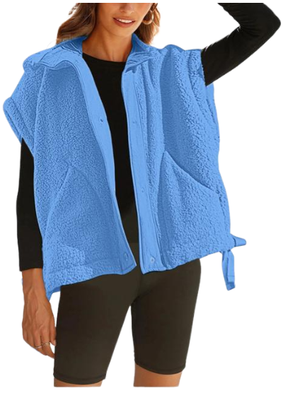 Women's Warm Sherpa Fleece Vest Casual Cozy Sleeveless Button Down Sherpa Jacket Outerwear with Pockets FallFreshness Womenswear Basic