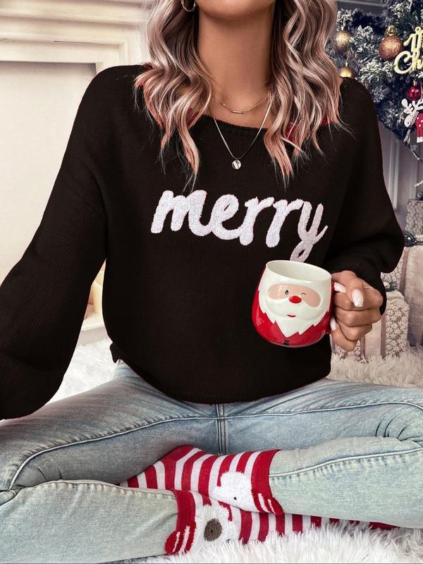 🎄Womens Red Pullover Sweater, Christmas Fall/Winter 2025 Outfit, Round Neck Casual Cute Pullover Sweater For Women, Suitable For Daily Outings, Parties, Ladies Christmas Autumn-Winter Clothes🎅