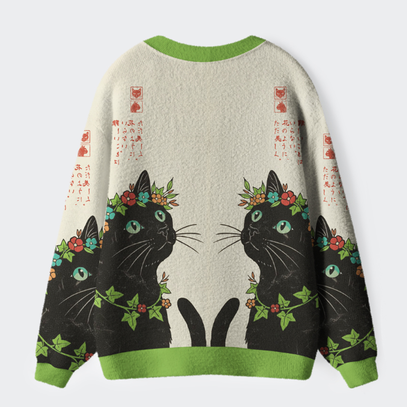 🐱The Flower-Crowned Cat Cardigan Sweater