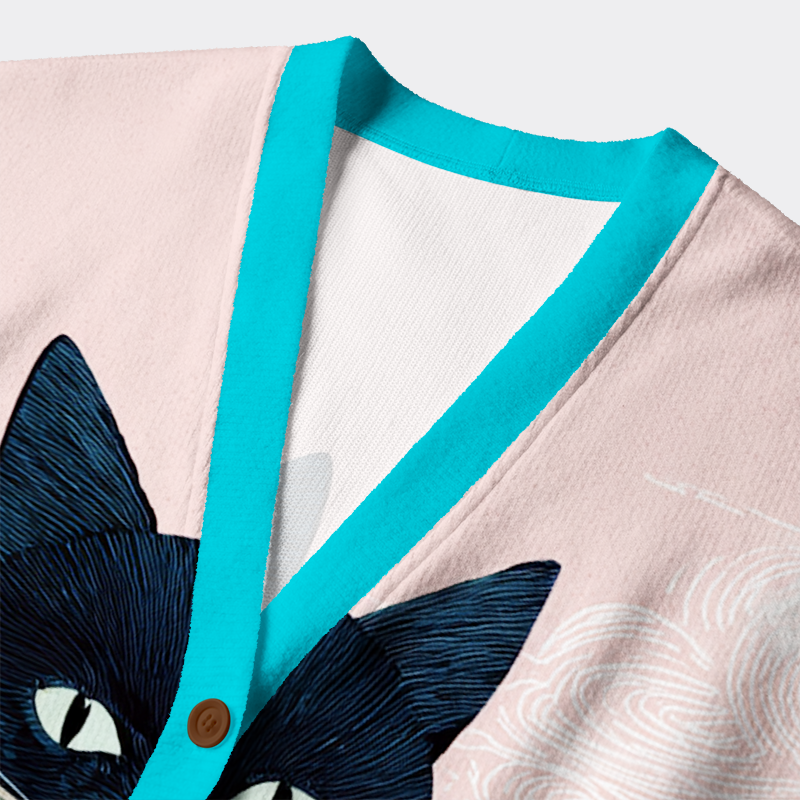 Elegant Blossom Cat Cardigan | Wearable Art with Japanese Flair 🐱🌸