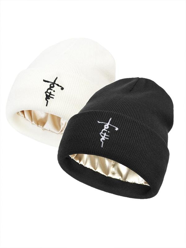 Letter Embroidery Beanie | Winter Warm Knit Hat for Women & Men 👒