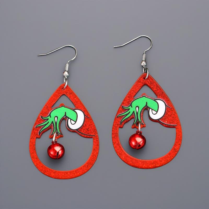 Christmas Acrylic   Women, Handmade Teardrop Dangle , Xmas New Year Party  Set, Winter Holiday Jewelry Gift  Her Earrings for