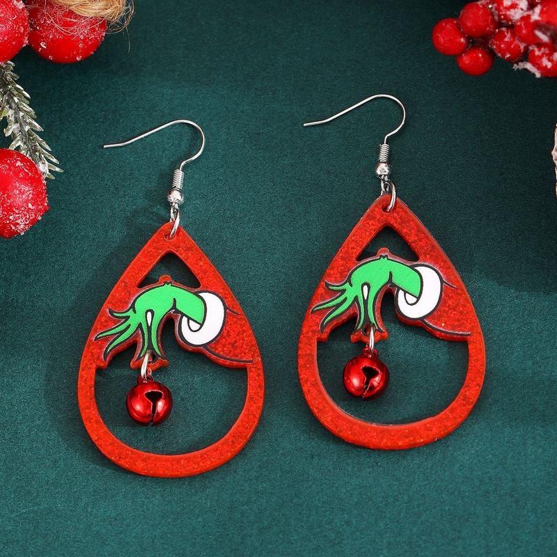 Christmas Acrylic   Women, Handmade Teardrop Dangle , Xmas New Year Party  Set, Winter Holiday Jewelry Gift  Her Earrings for