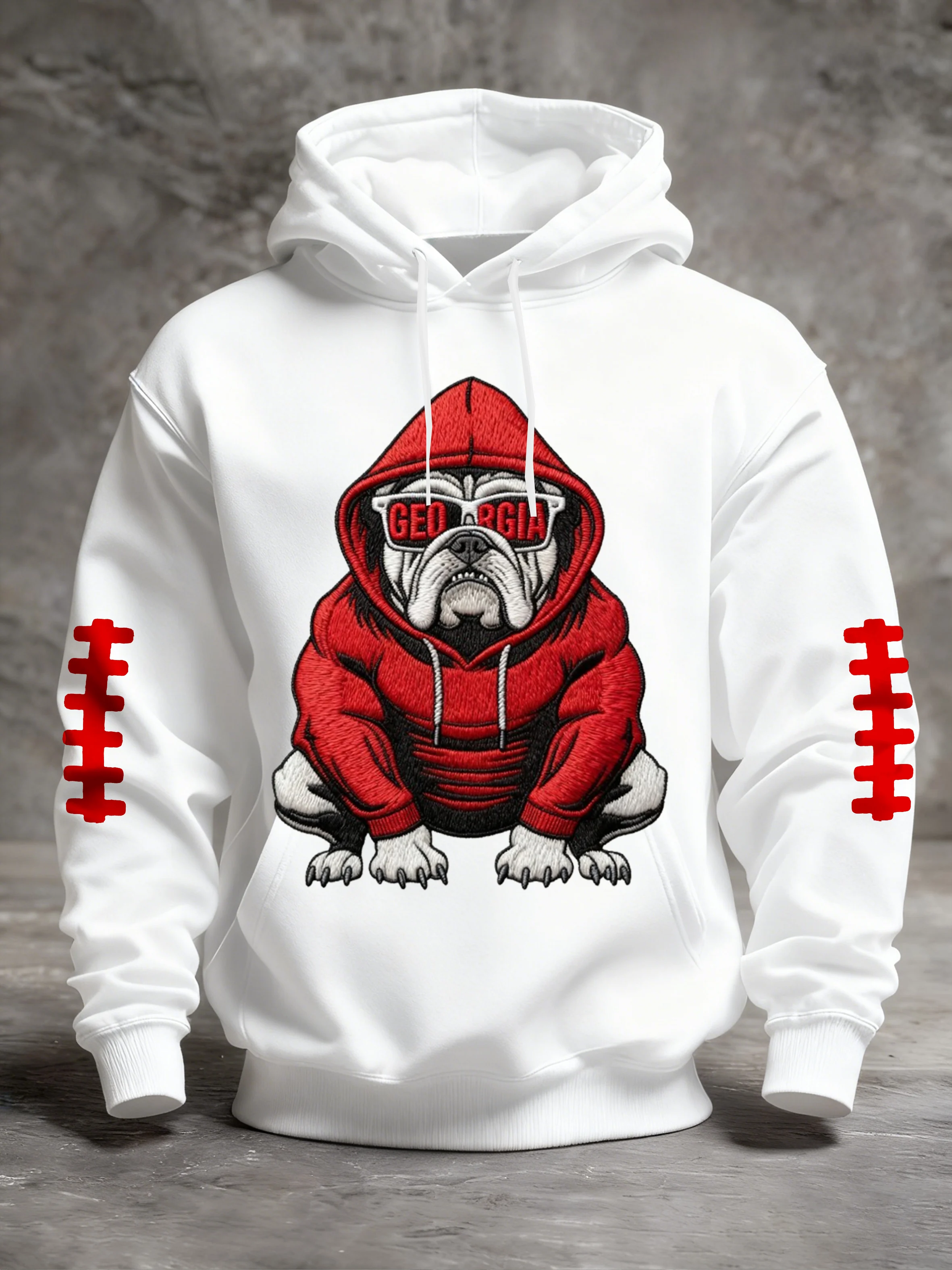 Men's Football Print Long Sleeve Hooded Sweatshirt